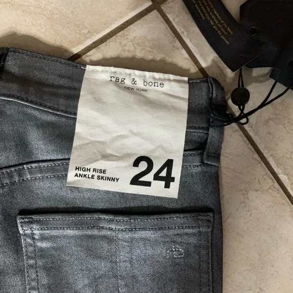 rag & bone high rise ankle skinny jeans in Gunmetal. Size 24. NWT - Picture 10 of 16